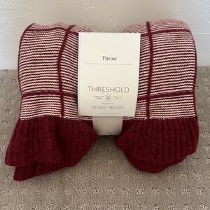 Threshold Burgundy and Cream Striped Throw